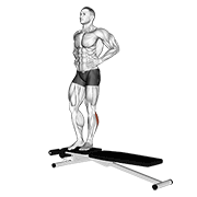 Animated demonstration of the box jump down with one leg stabilization